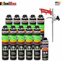 Isolbau - set Pistolenschaum 10 x 750 ml +1 Metall Schaumpistole +1 Reiniger Montageschaum von ISOLBAU