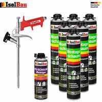 Isolbau - set Pistolenschaum 6 x 750 ml + 1 Metall Schaumpistole +1 Reiniger Montageschaum von ISOLBAU