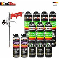 Isolbau - set Pistolenschaum 7 x 750 ml +1 Metall Schaumpistole + 2 Reiniger Montageschaum von ISOLBAU