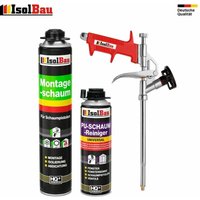 Isolbau - Pistolenschaum 1 x 750 ml + 1 Metall Schaumpistole + 1 Reiniger Montageschaum von ISOLBAU