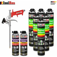 Isolbau - set Pistolenschaum 6 x 750 ml +1 Metall Schaumpistole + 2 Reiniger Montageschaum von ISOLBAU