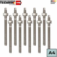 Verbundmörtel set Injektionsmörtel Siebhülsen Ankerstangen Statikmischer Bitte wählen Sie:: 10 Stk A4 Ankerstange M12 x 160mm von ISOLBAU