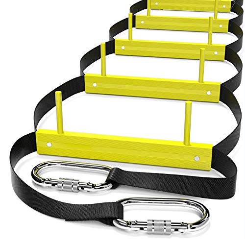 Feuerleiter 2 Geschichte | Seilleiter Feuerwehrleiter für Häuser 2 Stock | Tragbar | Faltbar und Kompakt Notfallleiter Geeignet für Balkon & Fenster 7,5 m mit Haken von ISOP
