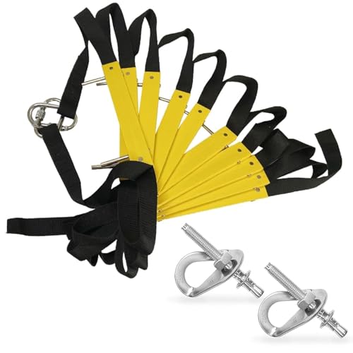 ISOP Feuerrettungsleiter 4m mit Befestigungsmaterial | Ausziehbare Leitern für zweistöckige Häuser | Kompakt und tragbar | Strickleiter geeignet für Balkon mit Stabilisatoren - und Fensterflucht von ISOP
