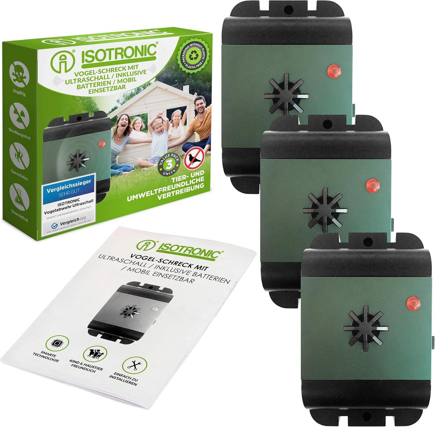 ISOTRONIC Ultraschall-Tierabwehr Isotronic Tauben- und Vogelvertreiber Mobil 3er-Set, Set 1-tlg., 3er-Set ISOTRONIC Ultraschall-Tierabwehr Isotronic Tauben- und Vogelvertreiber Mobil 3er-Set, Set 1-tlg., 3er-Set von ISOTRONIC