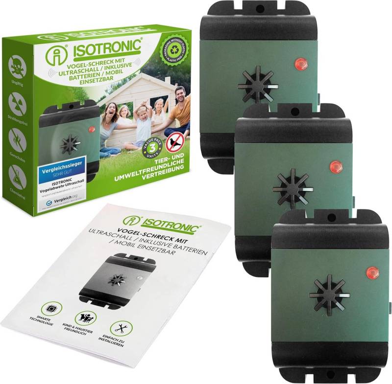 ISOTRONIC Ultraschall-Tierabwehr Isotronic Tauben- und Vogelvertreiber Mobil 3er-Set, Set 1-tlg., 3er-Set ISOTRONIC Ultraschall-Tierabwehr Isotronic Tauben- und Vogelvertreiber Mobil 3er-Set, Set 1-tlg., 3er-Set von ISOTRONIC