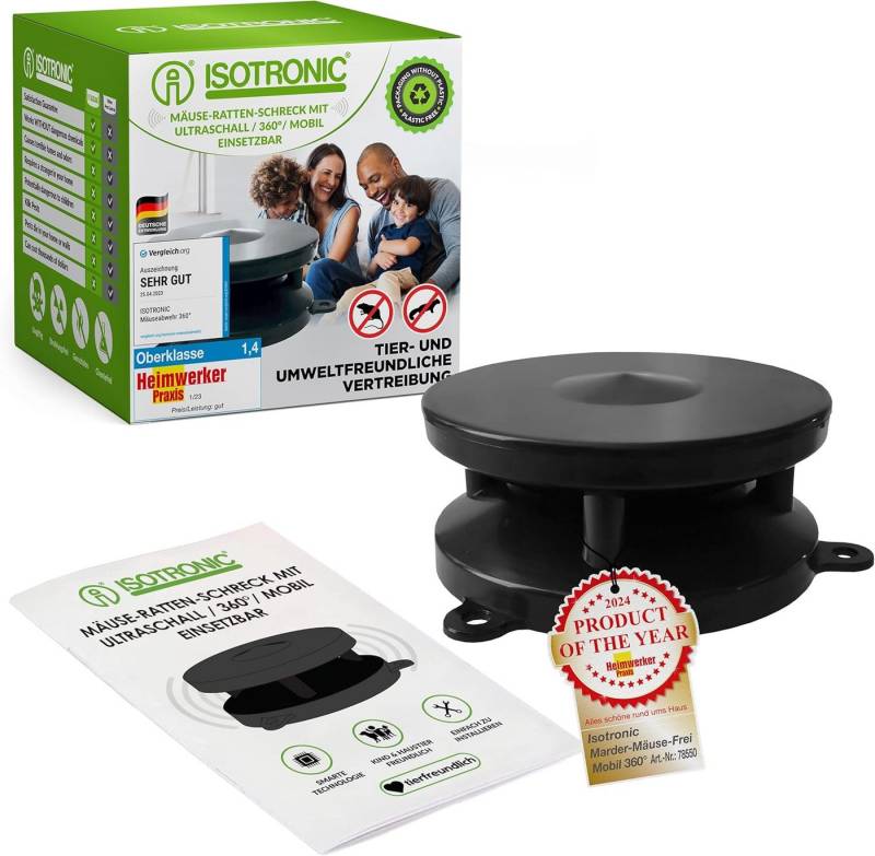 ISOTRONIC Ultraschall-Tierabwehr Marderabwehr Mobil 360°mit Ultraschall, 1-tlg. von ISOTRONIC
