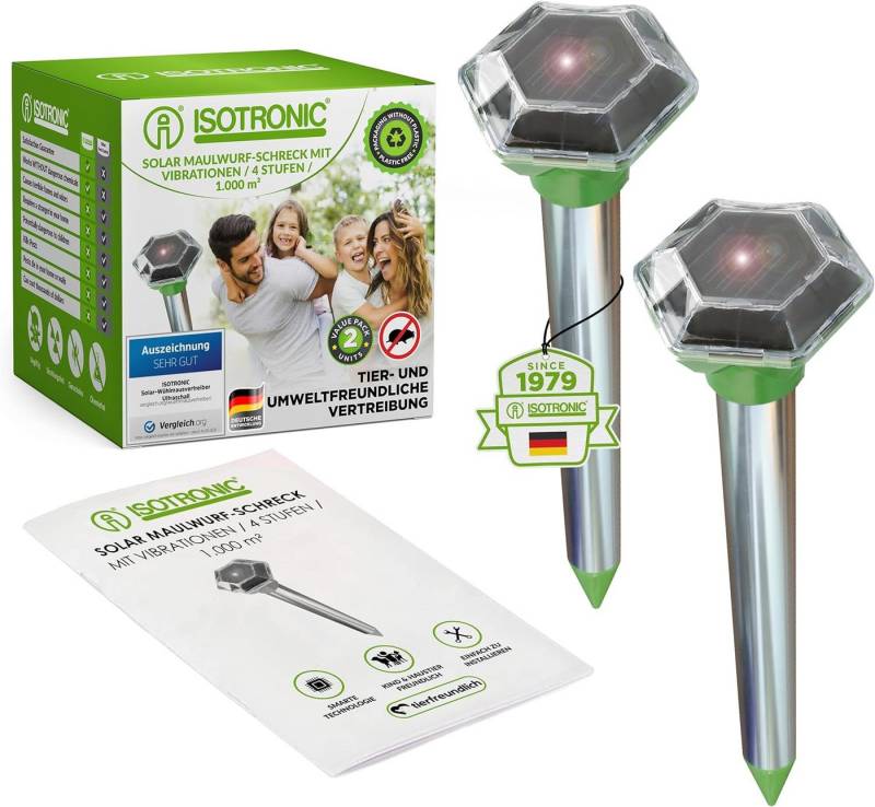 ISOTRONIC Vibrations-Tierabwehr ISOTRONIC Maulwurfvertreiber solarbetrieben, 2-tlg. von ISOTRONIC