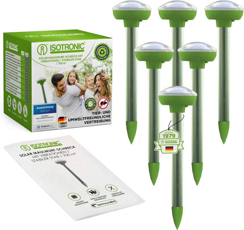 ISOTRONIC Vibrations-Tierabwehr Solar Maulwurfvertreiber, 6-tlg. von ISOTRONIC