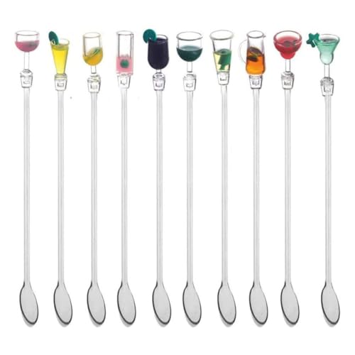 Cocktail -Rührer -Acryl -Getränkeweinmischlöffel mit langem Griff für Bar Party 10pcs farbenfroh von ISOYTERO