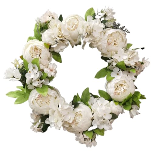 Frühlingskränze für die Haustür 16 '' Pfingstrohekranz Künstlicher Blumenkranz Dekorative Blumengirlande für Hochzeits Geburtstag Wohnzimmer Dekor mit Kranz von ISOYTERO