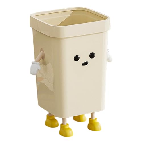 ISOYTERO Netter Müll kann 7l PP Plastik Müll Cartoon Stehen Müllbehälter mit Augen Hände Beine offener Abfallkorb von ISOYTERO