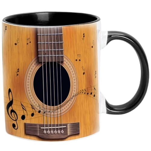 Keramik Kaffeetasse 350ml Gitarrendesign Kaffee Tasse Isolierte Neuheit Tassen Uneingeschränkter Musik Note Keramik coole Geschenke für Musikliebhaber zum Geburtstag, Weihnachten von ISOYTERO