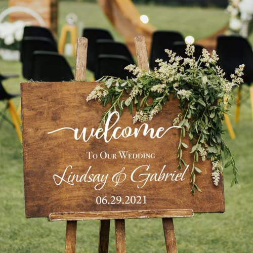 ISR Willkommensschild Hochzeit personalisiert-willkommen zu unserer Hochzeit Schild-Aufkleber Hochzeit personalisiert-Welcome Sign (42x24cm) von ISR