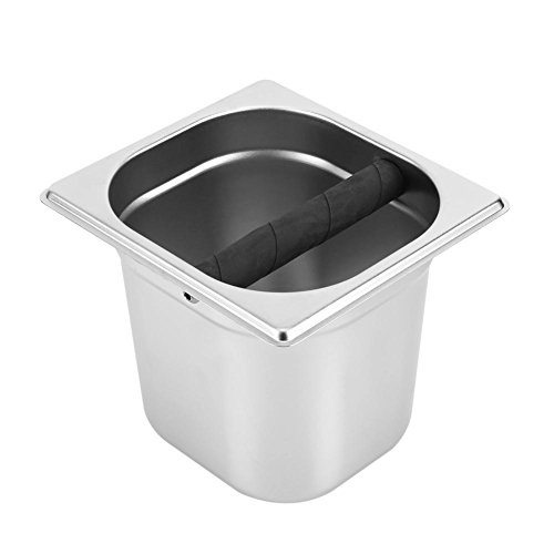Sorand Abklopfbehälter Abschlagbehälter Coffee Knock Box Rostfreier Stahl Espresso Klopfbox Container Kaffeeabfallbehälter mit Gummileiste für Kaffee Boden Kaffee Espresso Maschine(M) von ISRKU