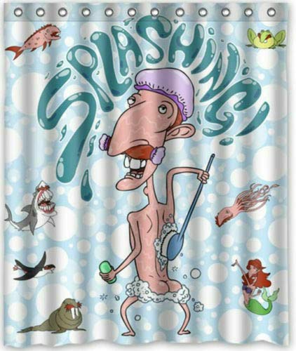 Super Splashing Nigel Thornberry Duschvorhang mit Haken Bad Duschvorhang strapazierfähiges Stoffzubehör kreativ mit 12 Haken 180X180CM von ISRKU