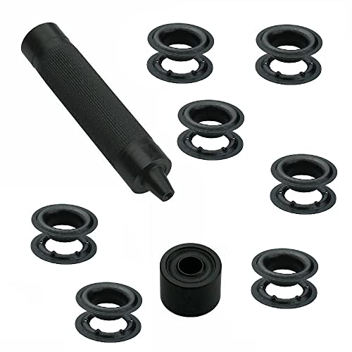 ISTA TOOLS Set Einschlagstempel Plus 50 Stück Ösen DIN 7332 inklusive Scheiben LKW-Planen, Werbe Banner oder stabile Stoffe (Messing schwarz, 16 mm) von ISTA TOOLS