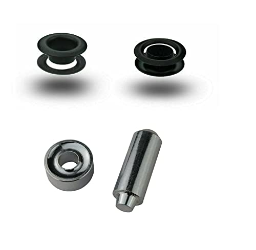 ISTA TOOLS T-1 Ösen 100 Stück, rostfrei Grundmaterial Messing + Einschlagstempel, Metallösen f. Leder Stoff Textil (10 x 19 mm, Schwarz) von ISTA TOOLS