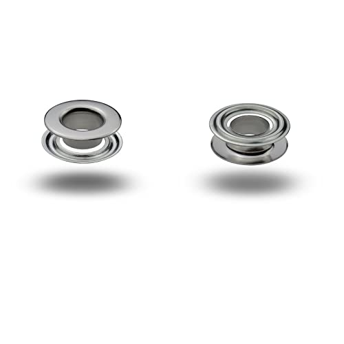 ISTA TOOLS T-3 Ösen mit Gegenscheiben, Messing-Ösen, Metallöse, Rundöse mit Scheibe, Messing, rostfrei - 120 Stück (7 x 15 x 5,4 mm, Silber) von ISTA TOOLS