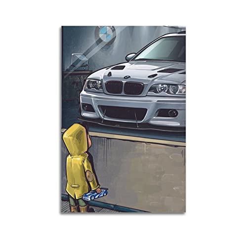 ISTI Sportauto für BMW E46 M3 Jungen-Traumauto-Poster, dekoratives Gemälde, Leinwand, Wandposter und Kunstbild, modernes Familien-Schlafzimmer, 60 x 90 cm von ISTI