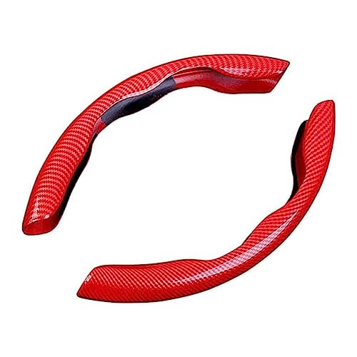 2 Stück Auto Lenkradbezug für Mini Cooper R56 R50 R53 F56, Anti Rutsch Segmentierter Lenkrad Wrap Kohlefaser Lenkradhülle Auto Innenraum Zubehör,B/Red von ISTOVO