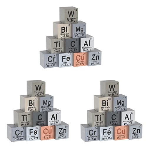 ISTOVO 30-teiliges Metall-Elements-Würfel-Set für eine Periodensystem der Elements-Sammlung – (10 mm) von ISTOVO