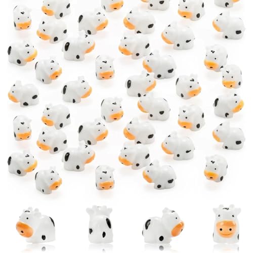 ISTOVO 50 Stück Mini-Kuhfiguren, Kunstharz, Kuh, Miniatur-Tiere, Figuren für Feengarten, Miniatur-Mooslandschaft, DIY-Bastelarbeiten, Langlebig, Einfach zu Verwenden von ISTOVO