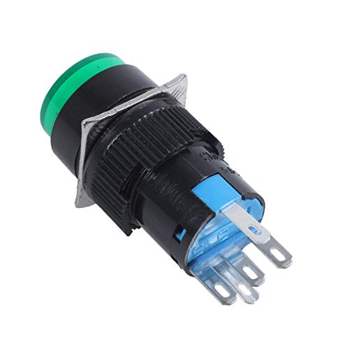 ISTOVO AC 250V 5A SPDT 1NO 1NC 5-Pin Stromstoss Druckknopfschalter mit 220V-LED-Lampe Gruen ISTOVO AC 250V 5A SPDT 1NO 1NC 5-Pin Stromstoss Druckknopfschalter mit 220V-LED-Lampe Gruen von ISTOVO