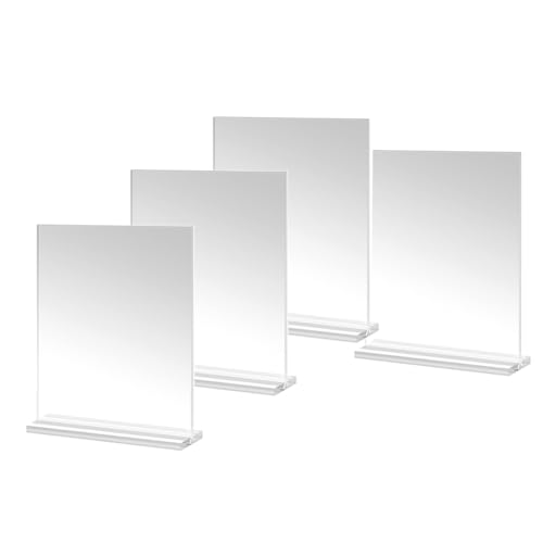 ISTOVO Acryl-Bilderrahmen 4x6, 4er-Pack Kunststoff-Bilderrahmenhalter zum Stehen, Doppelseitiges Bilderdisplay für Den Schreibtisch von ISTOVO