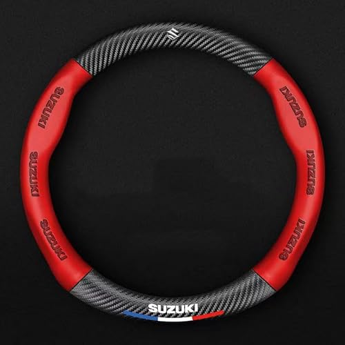 ISTOVO Auto Lenkradbezug für Suzuki Vitara 2014-2023,Leder Lenkradschutz Lenkradhülle Lenkrad Abdeckung Lenkradschoner Anti Rutsch Auto Innenausstattung,Red von ISTOVO