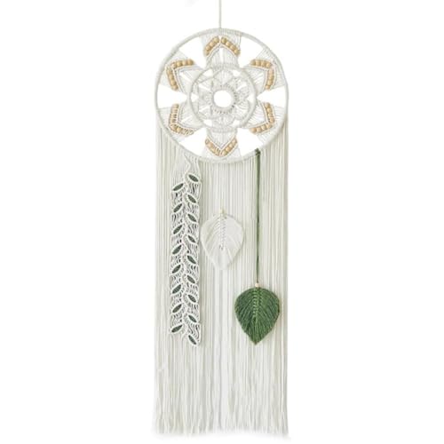 ISTOVO Makramee- für Schlafzimmer, Wanddekoration, Großer Boho-Wandbehang mit Gewebtem Blätterdekor, Ornament, Einfache Installation, Einfach zu Verwenden von ISTOVO