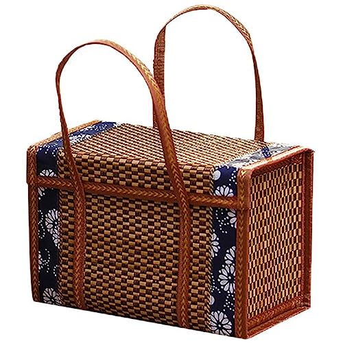 ISTOVO Woven Bambus Produkte Camping Bear Fütterungsschappe Handwatte Korb Draußen Picknickkorb Woven L von ISTOVO