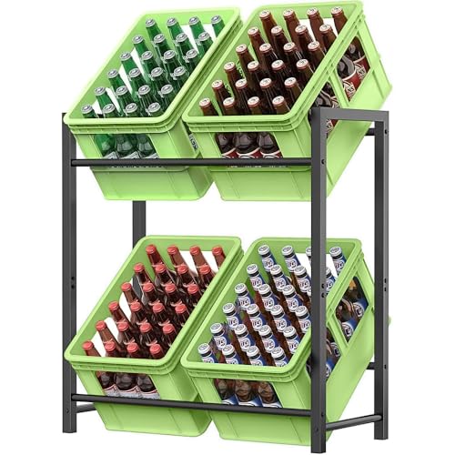 Getränkekistenregal für 4 Kisten, Trag. 150KG, Getränkeregal aus Metall, 32D x 69W x 112H cm, Getränkekistenhalter zur Platzersparnis, Bierkasten Wasserkasten Regal, Schwarz Getränkekistenregal für 4 Kisten, Trag. 150KG, Getränkeregal aus Metall, 32D x 69W x 112H cm, Getränkekistenhalter zur Platzersparnis, Bierkasten Wasserkasten Regal, Schwarz von ISWEES