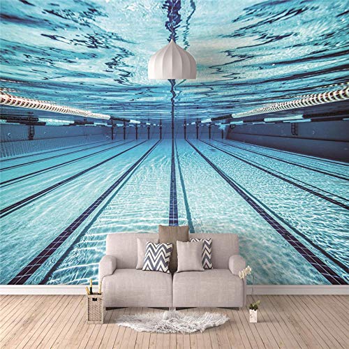 Fototapete Schwimmbad 3D Tapete Vliestapete Moderne Wanddeko Design Tapete Wandtapete Wand Dekoratio TV Hintergrundwand - 400cm(W) x200cm(H) - 8 Stripes von ISXXA