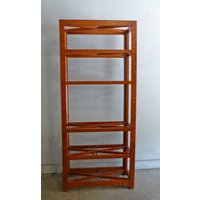 1970S Glam Cinnamon Holz Etagere Rauchglas Regale Hervorragende Aufbewahrung X Kreuz Mcm Minimalismus von ISellStuffToo