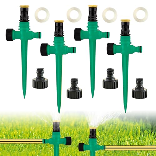 ISparbox 4 Paar Rasensprenger, Wassersprenger Einstellbar Automatische Bewässerungssystem, automatischer Garten-Wassersprinkler auf Stachelsockel, 360 Grad Große Flächenabdeckung für Rasen (Grün) von ISparbox