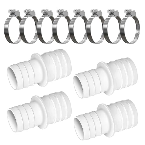 ISparbox 4pcs Pool Schlauchverbinder Pool Schlauchadapter für 32mm auf 38mm Ø Poolschlauch Verbinder mit 8 Schlauchschellen robust und langlebig kann an Verschiedene Schläuche Poolstaubsauger von ISparbox