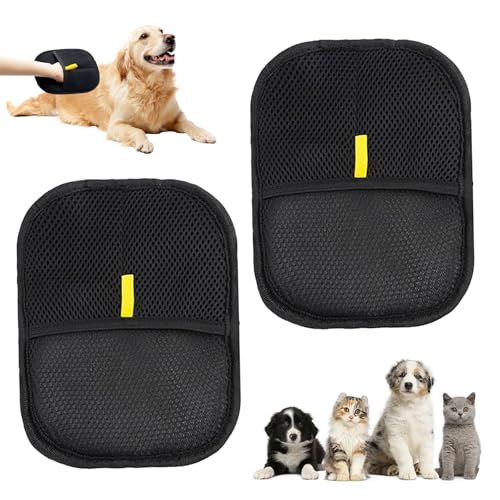 ISparbox Fellmagnet Handschuhe, 2 Stück Tierhaarentferner Handschuh, Doppelseitige Fellpflegehandschuh für Pets, Antistatik Handschuhe für Katzen und Hunde zum Waschen Hair Removal Fellpflege von ISparbox
