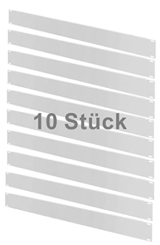 Spar-Pack 10 Stück 19"-Blindplatten/Rackblenden - 1 HE - stabile Metall-Version - lichtgrau von IT-BUDGET GmbH