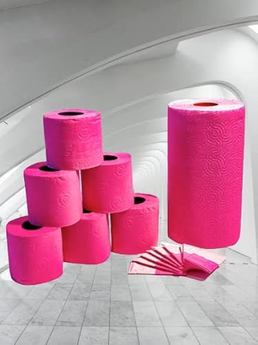 VIVA PINK - LUXURY 2er Set deSIGN WC Papier geprägt - XXL Handtuch-/Küchenrolle - Color your Life von IT_IS IN
