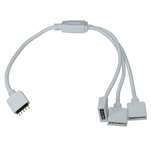 1 zu 3 RGBW LED Verteiler Steckverbinder 30cm 5 Pin Buchse -> 3x 5 Pin Buchse 16x6mm Weiß von Lumonic