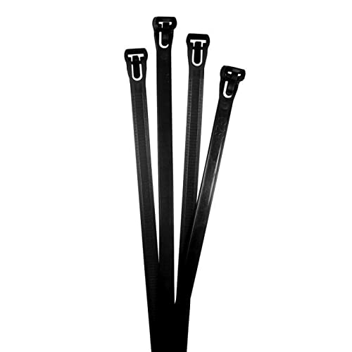 Lumonic 100x Kabelbinder 370 x 7,6mm I Schwarze Kabelbinder in Industriequalität wiederverwendbar I Kabelbinder UV beständig, Kabelbinder wetterfest, von Lumonic