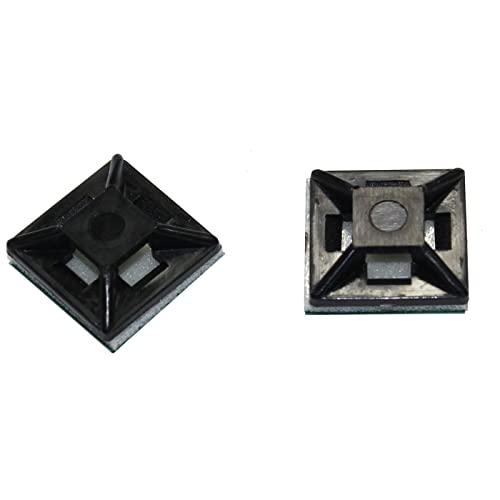 100x Klebesockel für Kabelbinder 12,5x12,5mm selbstklebend ; Schwarz von Lumonic
