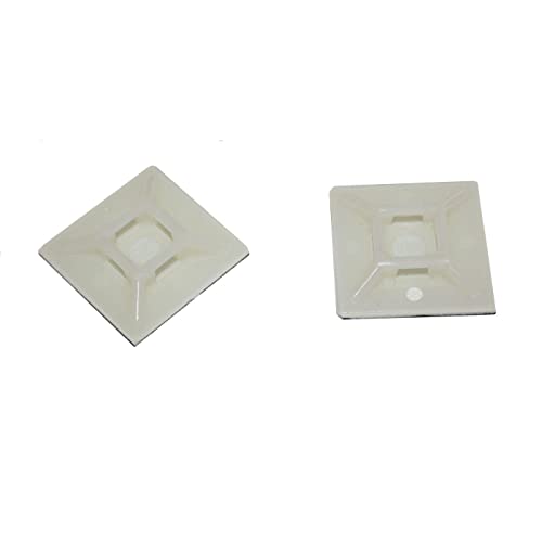 100x Klebesockel für Kabelbinder 28x28mm Weiß natur Selbstklebend von Lumonic