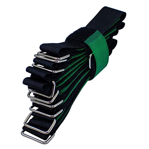 Lumonic 10x Klettbinder 400x30mm gekreuzt Schwarz Grün - Wiederverwendbare Kabelbinder aus Klettband - Zum Befestigen oder Kabelmanagement von Lumonic