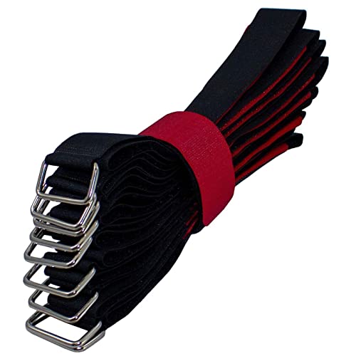 Lumonic 10x Klettbinder 600x38mm gekreuzt Schwarz Rot - Wiederverwendbare Kabelbinder aus Klettband - Zum Befestigen oder Kabelmanagement von Lumonic