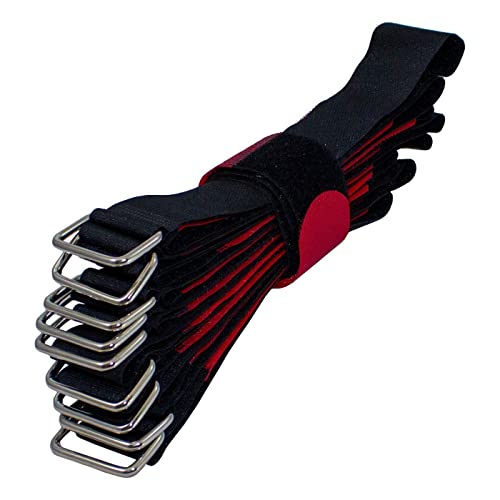 Lumonic 10x Klettbinder 800x38mm gekreuzt Schwarz Rot - Wiederverwendbare Kabelbinder aus Klettband - Zum Befestigen oder Kabelmanagement von Lumonic
