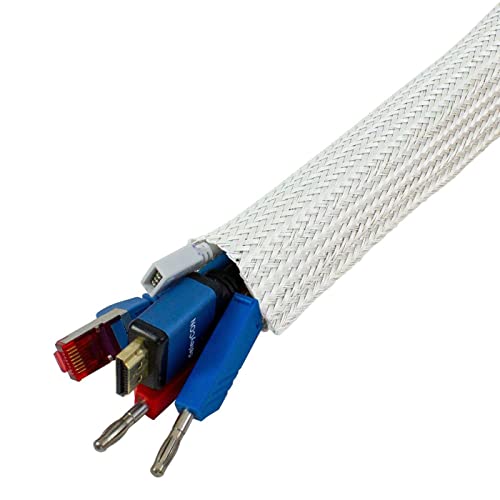 1m flexibler Kabelschlauch d10-15mm Kabelkanal Gewebeschlauch + Klett weiss von Lumonic