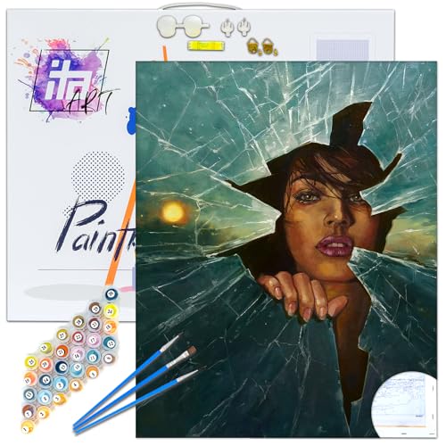 ITA Art Malen nach Zahlen Komplett Set mit Keilrahmen, Acrylfarben, Pinseln, Zubehör, Geschenkbox - DIY Gemälde Bastelset Kit mit Leinwand für Erwachsene, 40x50 cm, Jenseits des Realen 2 von ITA