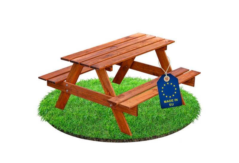 ITA Garten-Kindersitzgruppe Kindersitzgarnitur aus Holz - Kinder Picknicktisch mit 2 Bänken, Kinder Sitzgruppe für Indoor & Outdoor von ITA